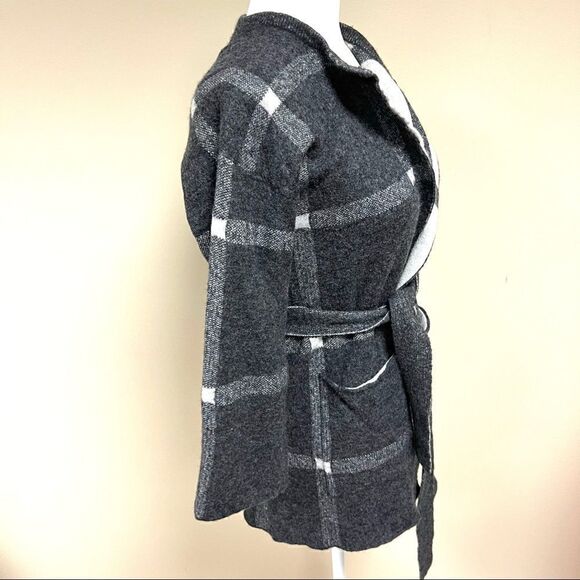 Banana Republic grey wool blend windowpane wrap jacket.  XXS - Picture 4 of 8